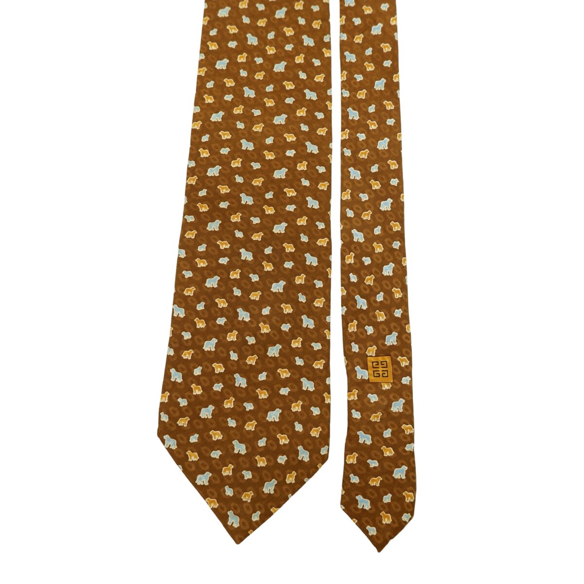 a16636 3 Givenchy Tie Silk Brown Animal Pattern Italy (US Import Tax Included) มุมที่ 3