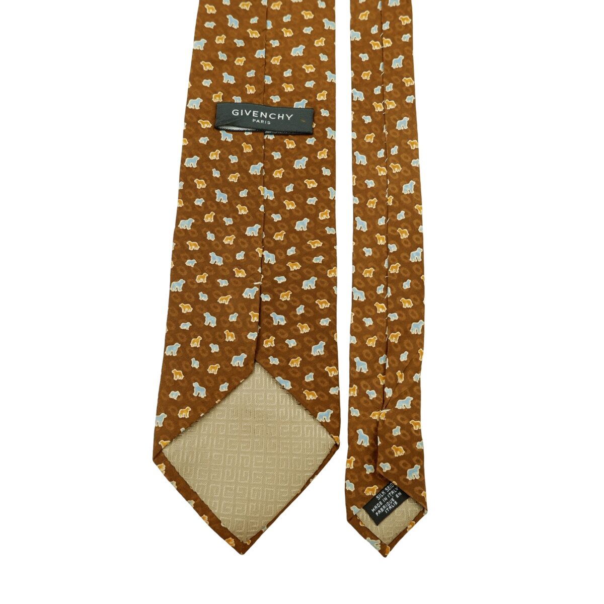 a16636 4 Givenchy Tie Silk Brown Animal Pattern Italy (US Import Tax Included) มุมที่ 4