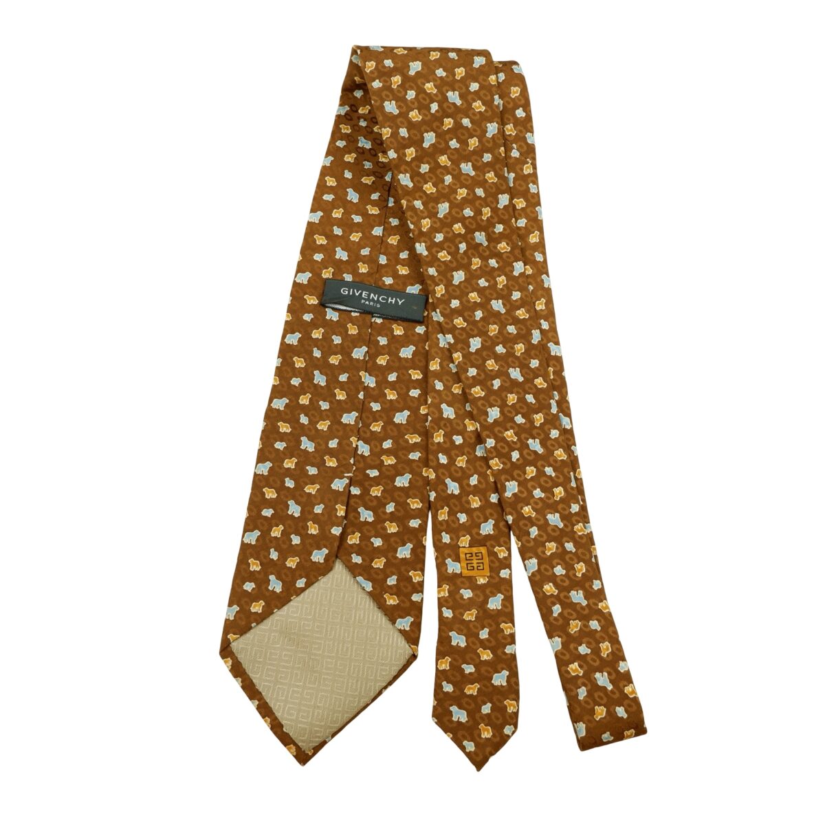 a16636 7 Givenchy Tie Silk Brown Animal Pattern Italy (US Import Tax Included) มุมที่ 7