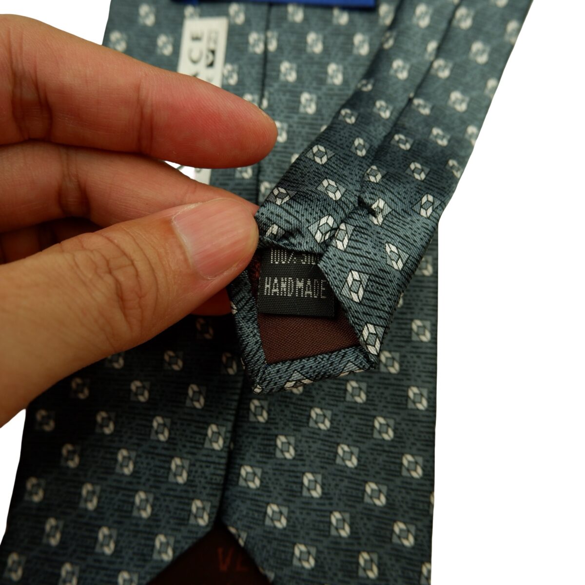 a16637 10 Unbrand Tie Silk Gray Geometric (US Import Tax Included) มุมที่ 10