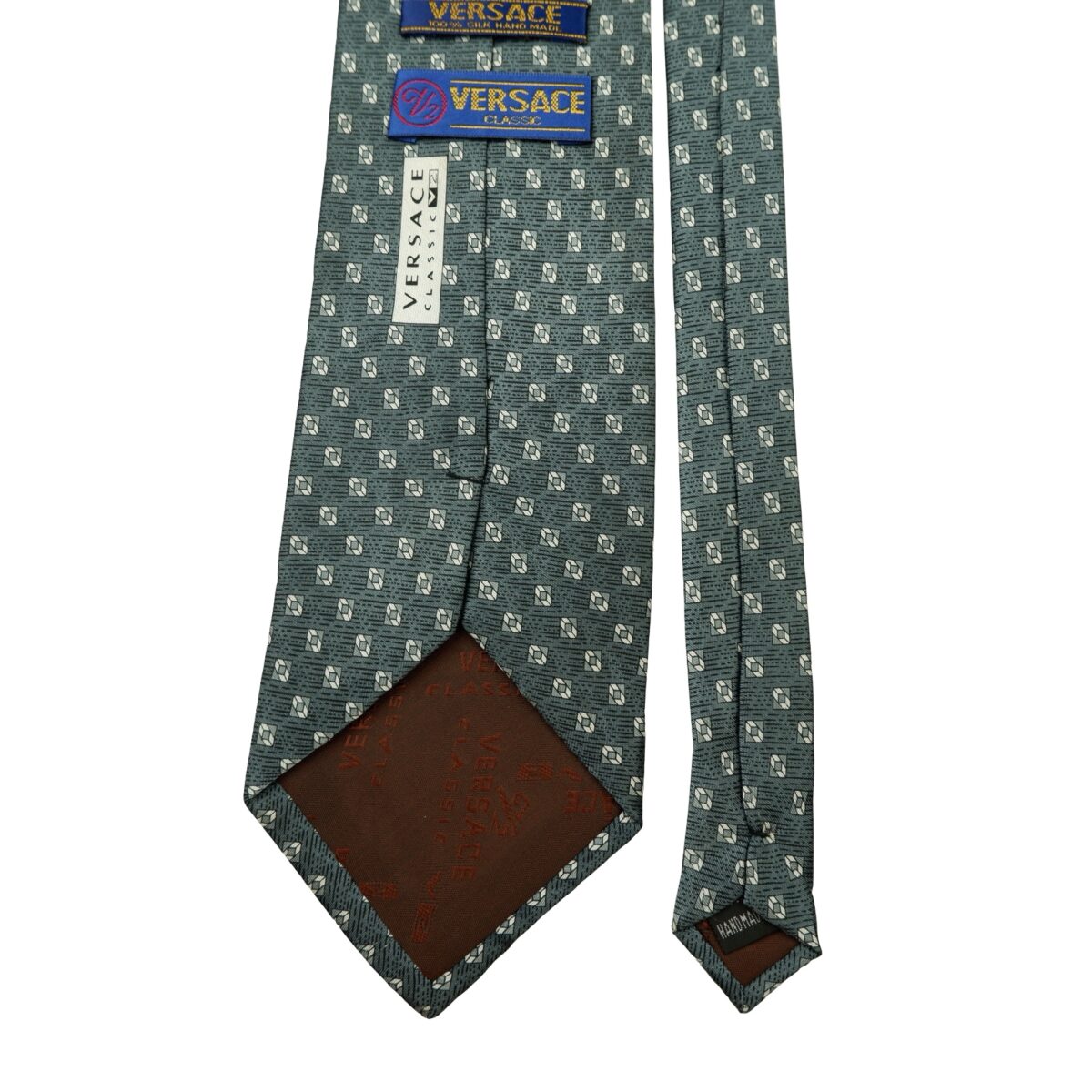 a16637 4 Unbrand Tie Silk Gray Geometric (US Import Tax Included) มุมที่ 4