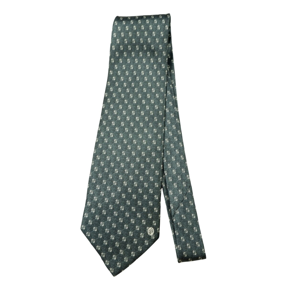 a16637 5 Unbrand Tie Silk Gray Geometric (US Import Tax Included) มุมที่ 5
