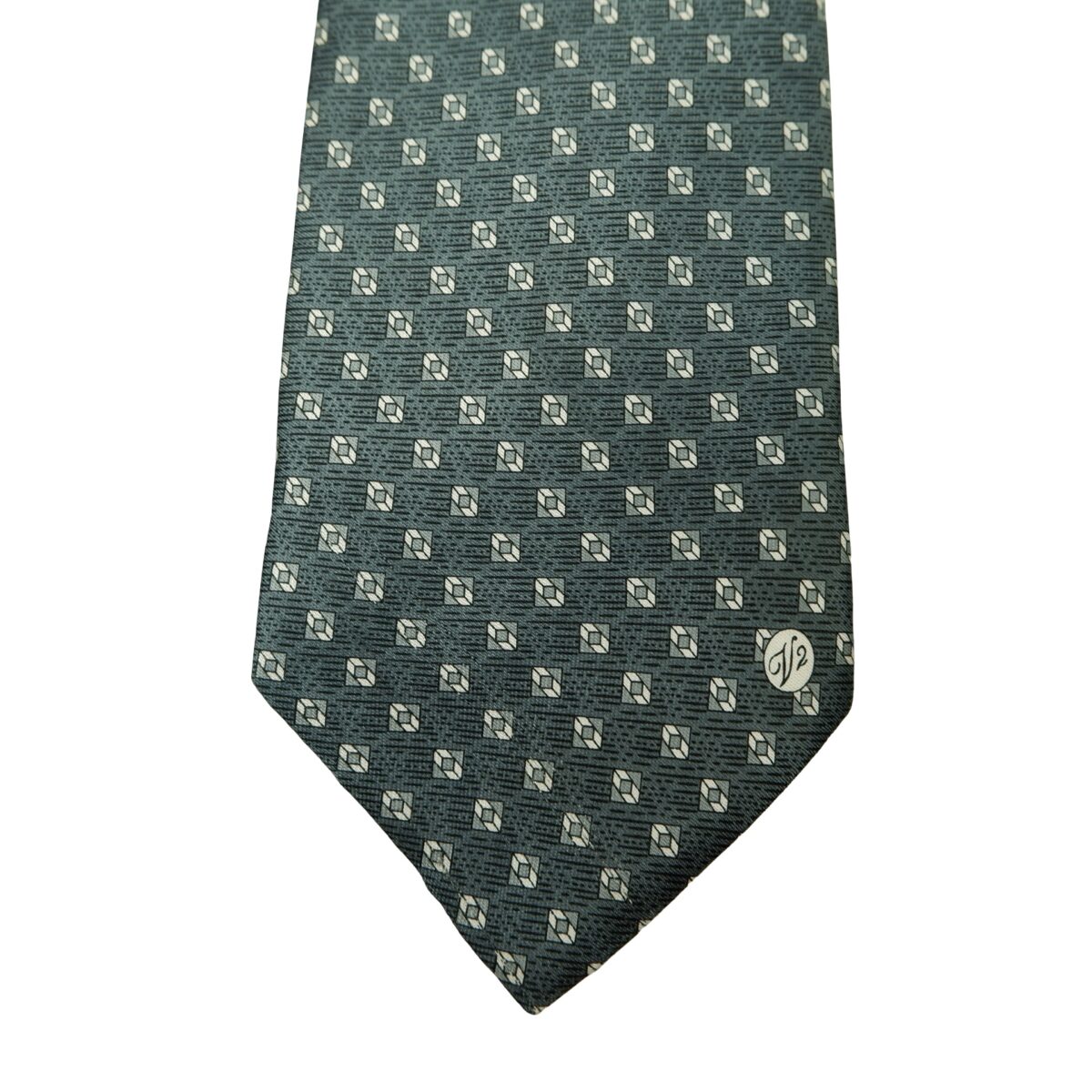 a16637 6 Unbrand Tie Silk Gray Geometric (US Import Tax Included) มุมที่ 6