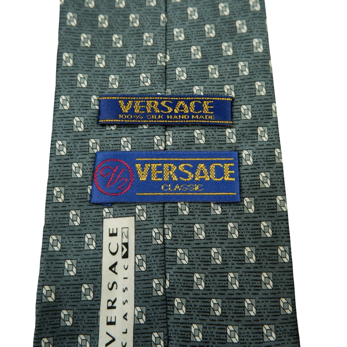 a16637 9 Unbrand Tie Silk Gray Geometric (US Import Tax Included) มุมที่ 9